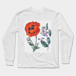 Vintage Poppy Illustration Long Sleeve T-Shirt